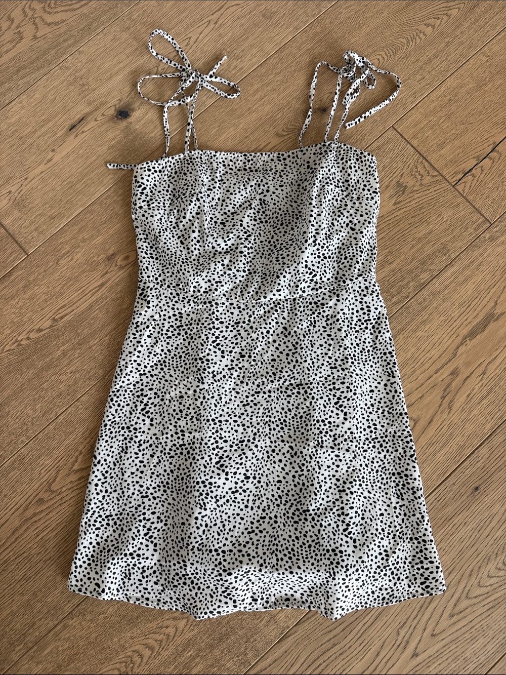 SHEIN White Mini Dress with Black Spot Print